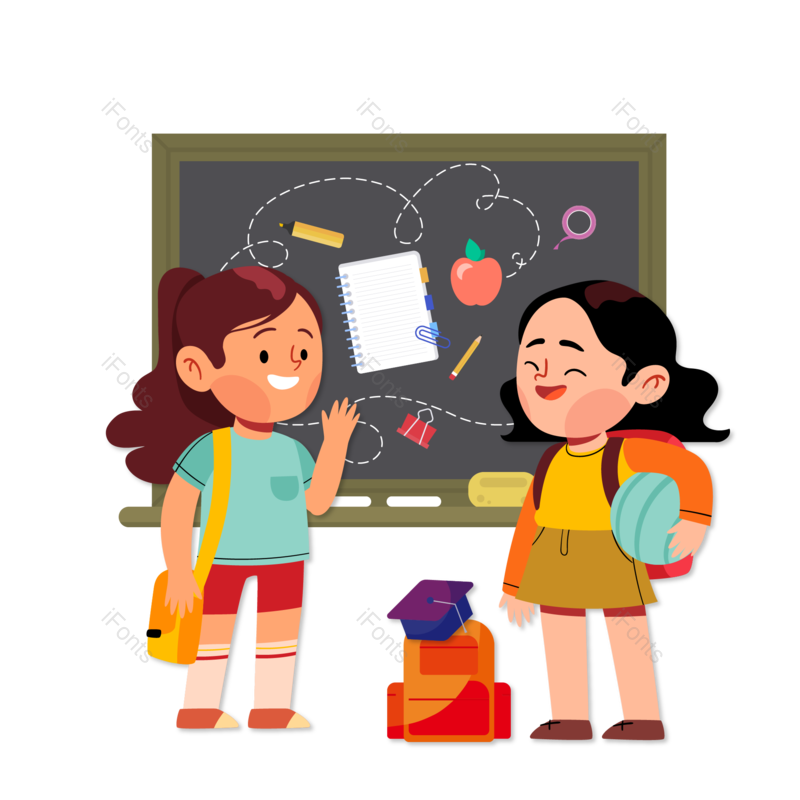 儿童节图片,学习元素,卡通人物PNG,黑板免抠素材